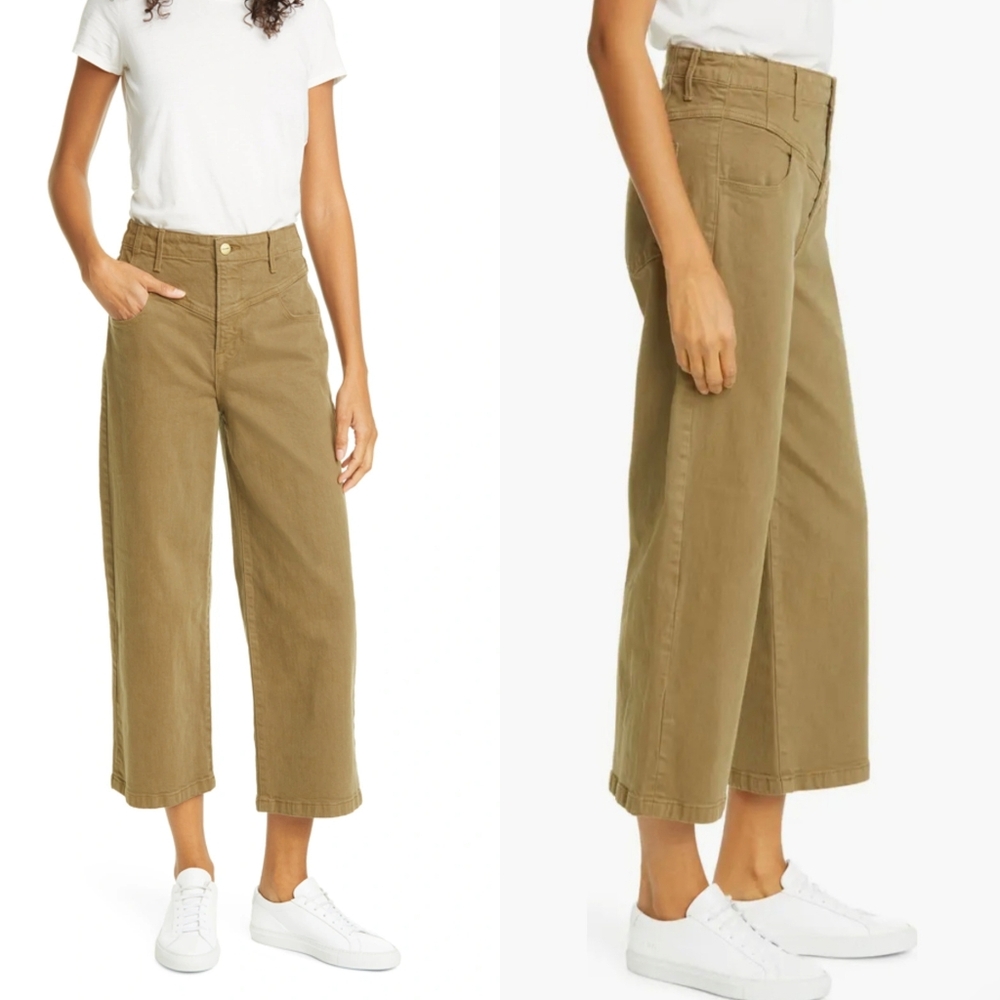 Frame Ali V-Yoke High Waist Crop Wide Leg Jeans